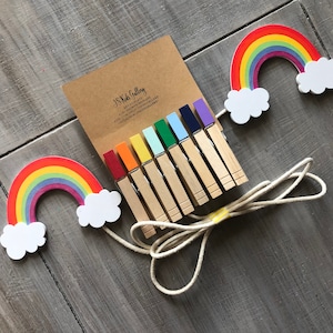 Rainbow Kids Art Display, Kids Art Display, Children's Art Work Display, Rainbow room decoration, Photo Display, Kids Wall Art, clothespin