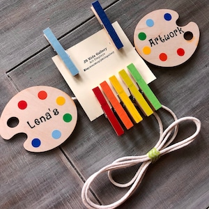 Personalisierte Farbpalette Kinder Kunst Arbeit Display, Kinder Kunst Display, Kunstwerk Display, Foto Display, Kinder Wandkunst, Wäscheklammer