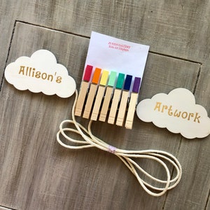 Personalized Cloud Kids Art Display, Kids Art Display, Children&#39;s Art Work Display, Rainbow room decoration, Photo Display, Kids Wall Art, c
