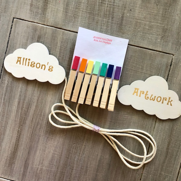 Personalized Cloud Kids Art Display, Kids Art Display, Children's Art Work Display, Rainbow room decoration, Photo Display, Kids Wall Art, c