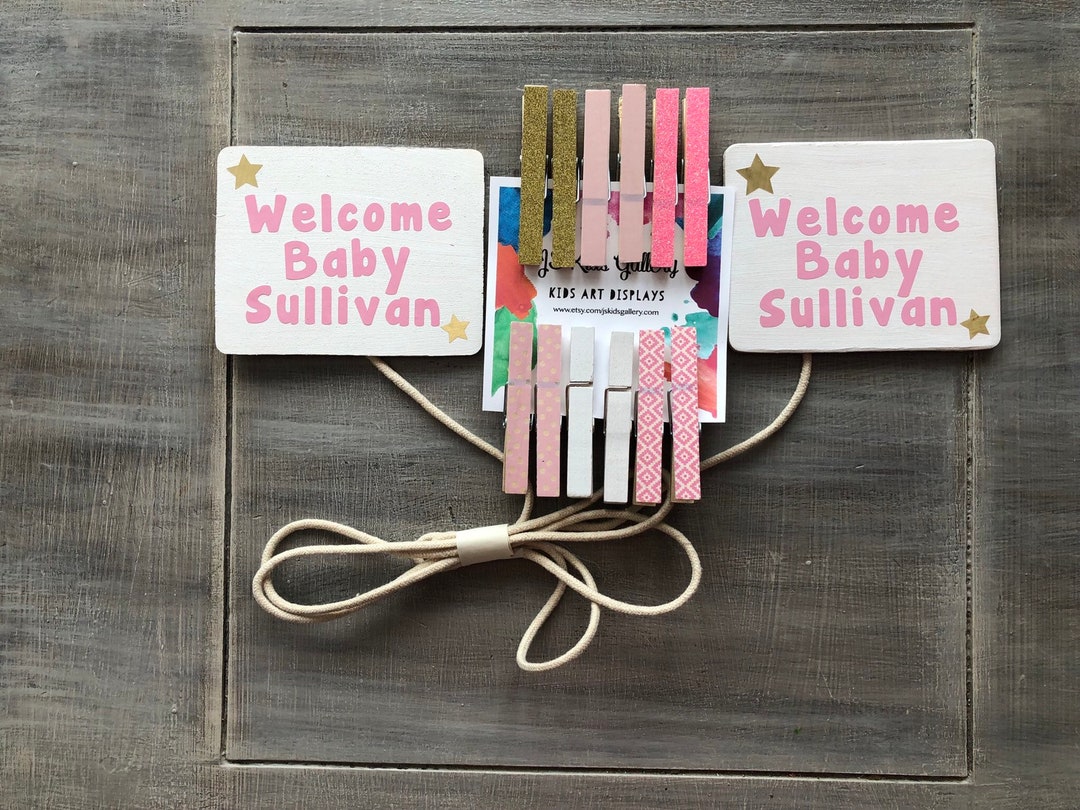 Personalized Baby Girl Shower Onesie Clothesline Display Baby Etsy