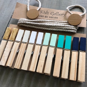 Clothesline beachy colors photo display, clothespin display, photo Hanger, kids Art Work Display, Photo Display, Kid&#39;s Wall Art, Clothespin