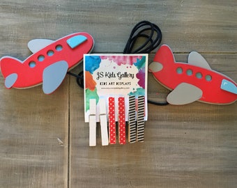 kids art display, Airplane Child's Art Display, kids Art Work Display, Photo display, Kids wall art, Clothespin display