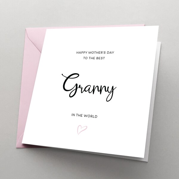 Mother's Day Card Personalised Granny Card, Happy Mothers Day to the Best Granny in the World, from Grandson, Granddaughter | MOTD09