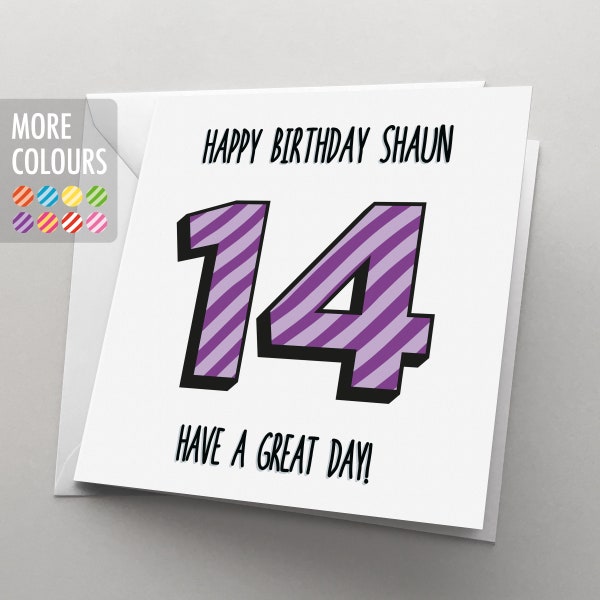 14th Birthday Card for Boy, Girl, Him, Her,  Son, Daughter Personalised 14 year old Teenger | HBNA19