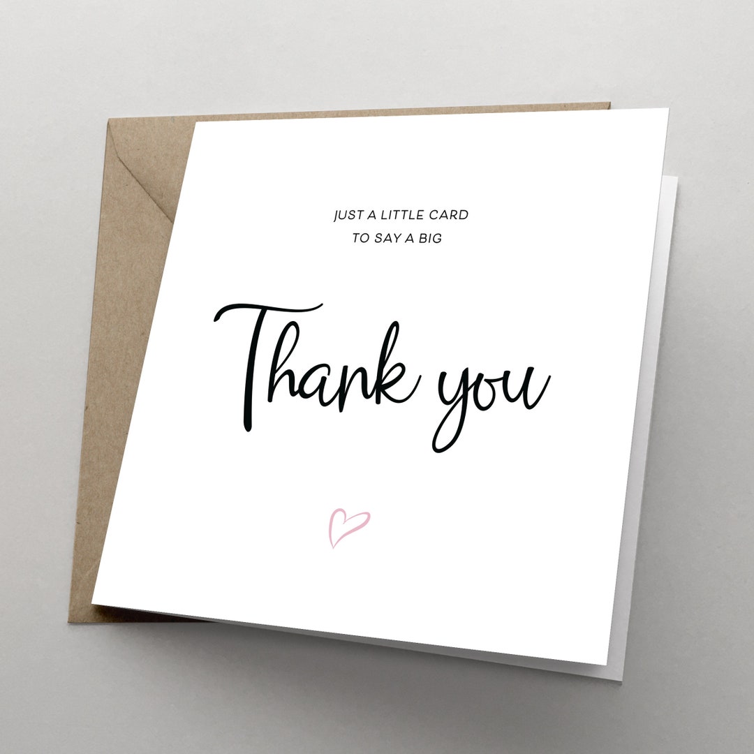 Thank You Card, Just a Little Card to Say a Big Thank You, Heart ...