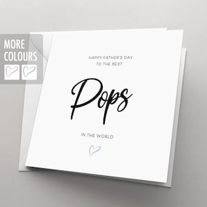 Personalized Pops Father's Day Card, Blue or Pink Heart