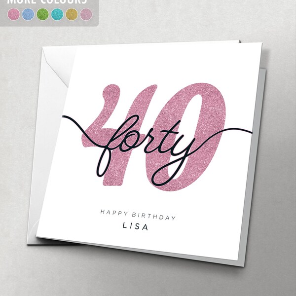 Personalised 40th Birthday Card for Her, Him, Wife, Women, Man, Girlfriend, Sister, Best Friend | Forty | Fortieth | HBNA82
