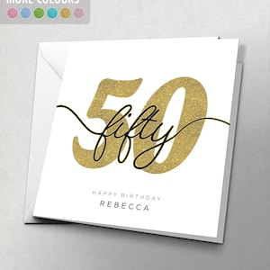 Personalised 50th Birthday Card for Her, Women, Sister, Wife, 50 Birthday Card, Card for Him , Girlfriend, Best Friend, Fifty, HBNA83 image 1