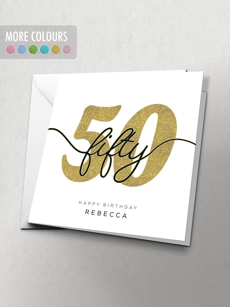 Personalised 50th Birthday Card for Her, Women, Sister, Wife, 50 Birthday Card, Card for Him , Girlfriend, Best Friend, Fifty, HBNA83 image 1