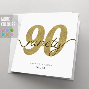 Personalised 90th Birthday Card for Her, Women, Card for Man, 90 Birthday Card, Card for Him , Granddad, Grandmother, Friend, Ninety, HBNA87 image 1