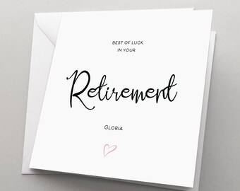 Tarjeta de jubilación personalizada 'Mucha suerte en tu jubilación' Tarjeta de felicitación por la jubilación, para colegas, amigos, mamá, papá / RETI01