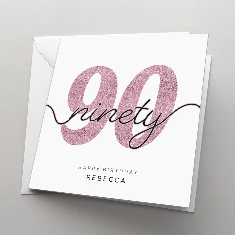 Personalised 90th Birthday Card for Her, Women, Card for Man, 90 Birthday Card, Card for Him , Granddad, Grandmother, Friend, Ninety, HBNA87 Dusky