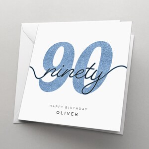 Personalised 90th Birthday Card for Her, Women, Card for Man, 90 Birthday Card, Card for Him , Granddad, Grandmother, Friend, Ninety, HBNA87 Blue