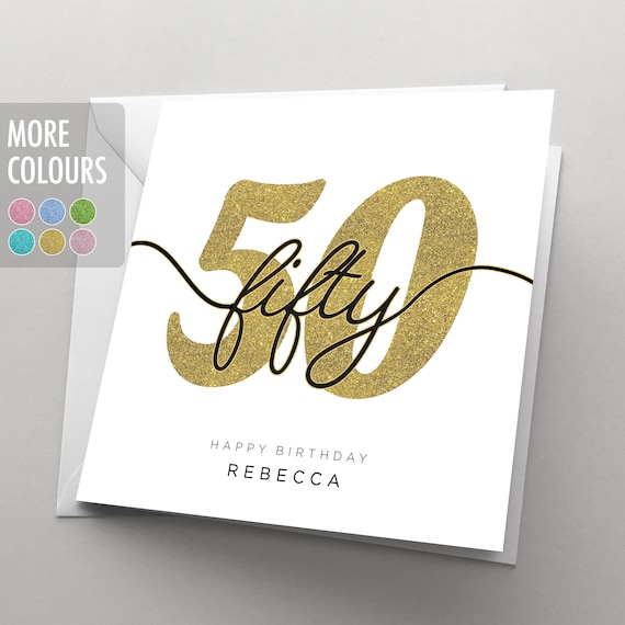 Personalised 50th Birthday Card for Her, Women, Sister, Wife, 50 Birthday Card, Card for Him , Girlfriend, Best Friend, Fifty, HBNA83