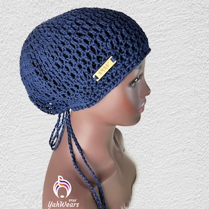 Crochet Cotton Rasta Tam for Dreadlocks with drawstring, Slouchy beanie Men or Women, Big hat for Big hair,  Long dreads, Yah hat, Elohim