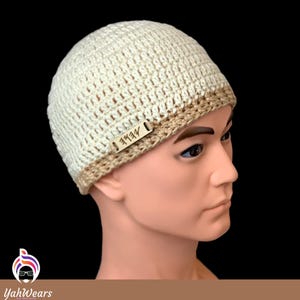 Yah Cotton Beanie hat for men women, Jewish Kippah, Hebrew Isrealite clothing, Religious  hats with Elohim name, Tribe of Judah, Messianic