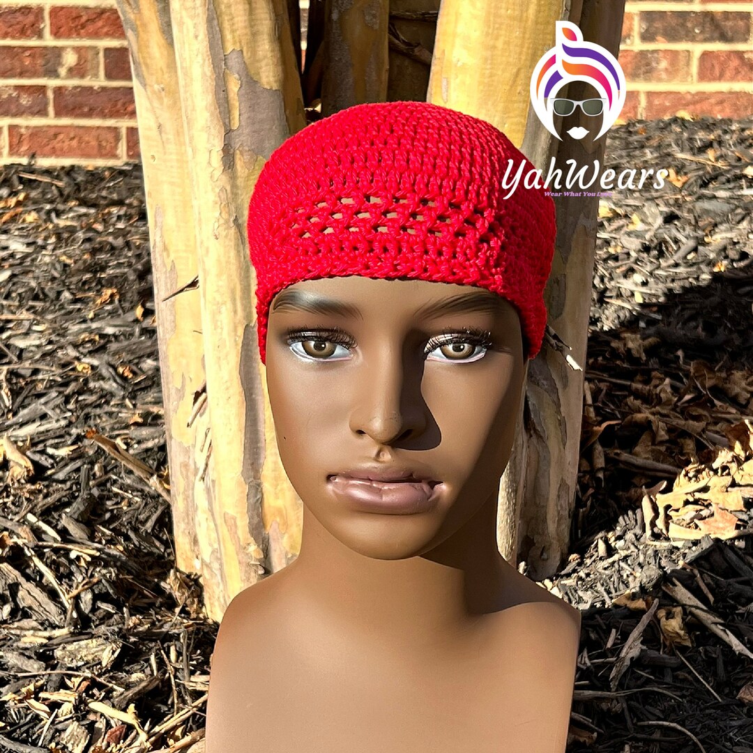 Handmade Red Beanie, Skull Hat, Men Beanie Hat, Brown Kufi, Jewish Hat