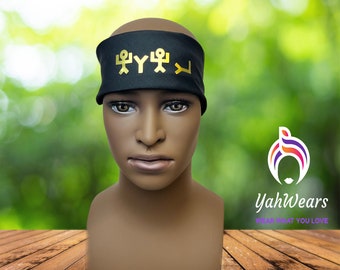 Yah Paleo Hebrew Headband Bandana, Bible Clothing Accessory, Religious Jewish Hair Wrap, Unique Gift, Jewish attire, the name of God