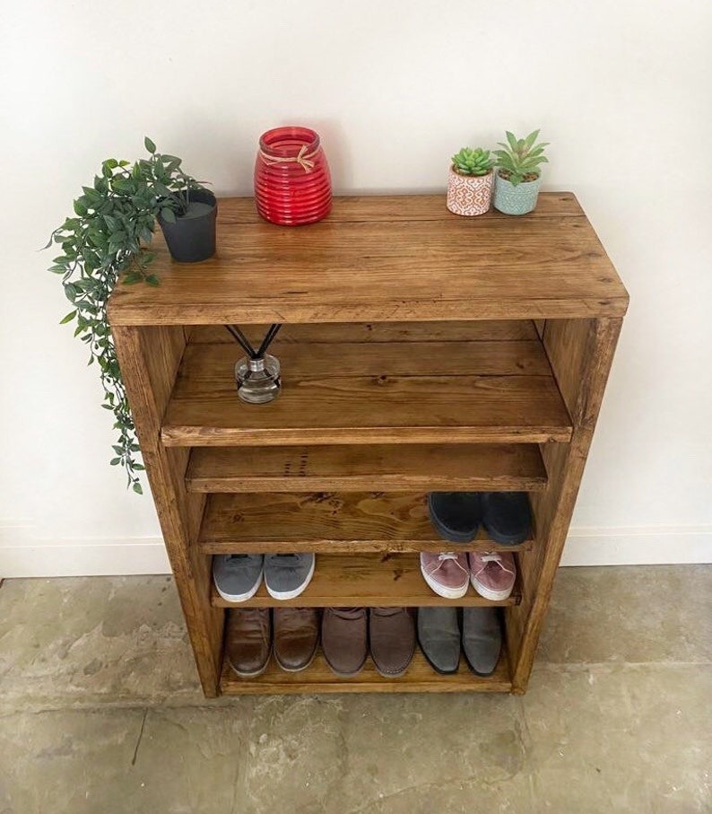 Tall rustic shoe storage wooden console table boot store Etsy