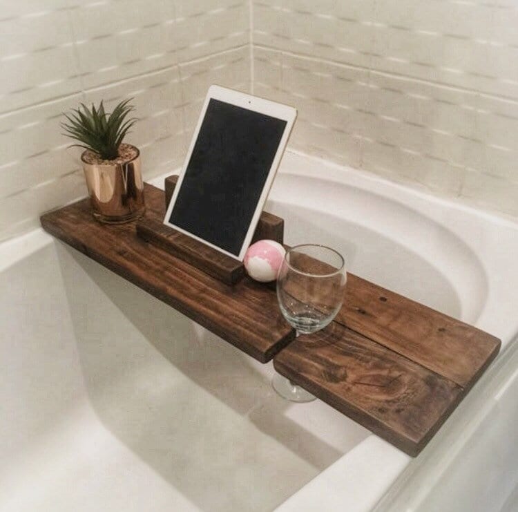 Wooden Bath Caddy Bath Tray Ipad Stand Book Shelf Wine Etsy UK