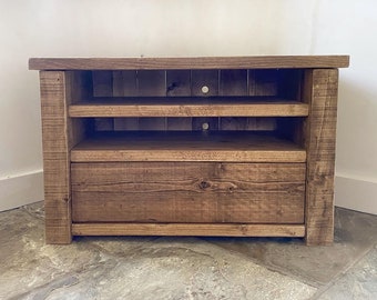 Solid wooden TV stand, rustic furniture, reclaimed TV stand