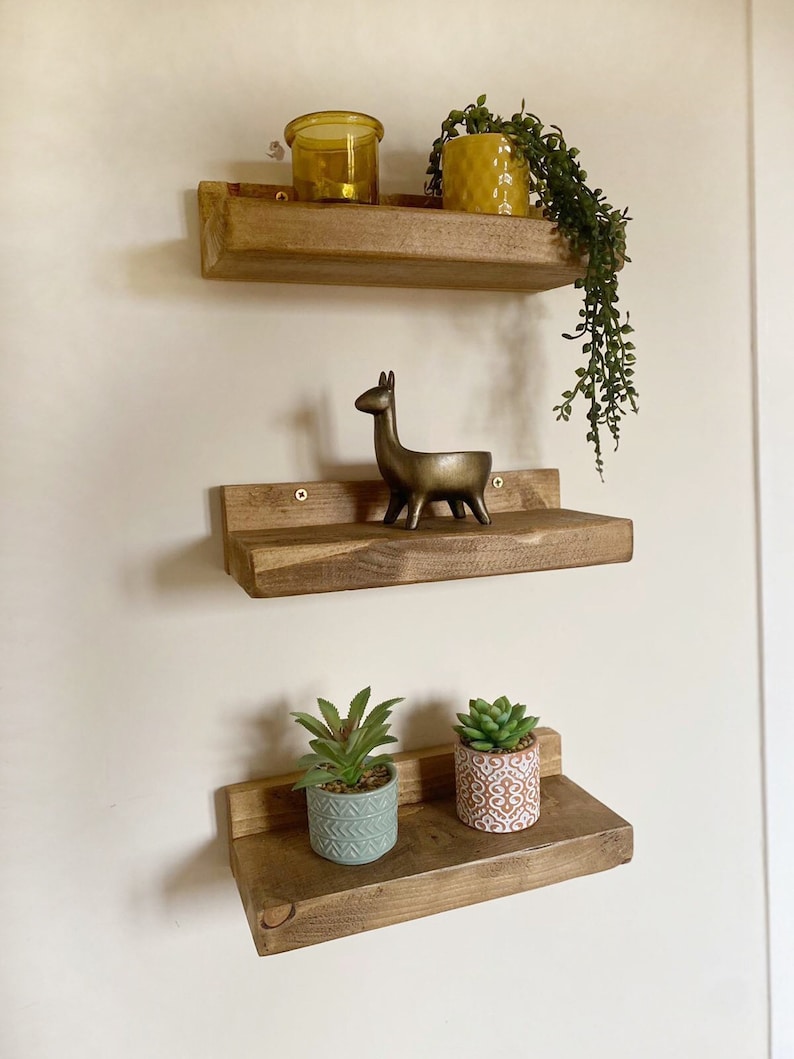 3 Chunky shelves Wooden Shelves rustic ornament shelf Etsy