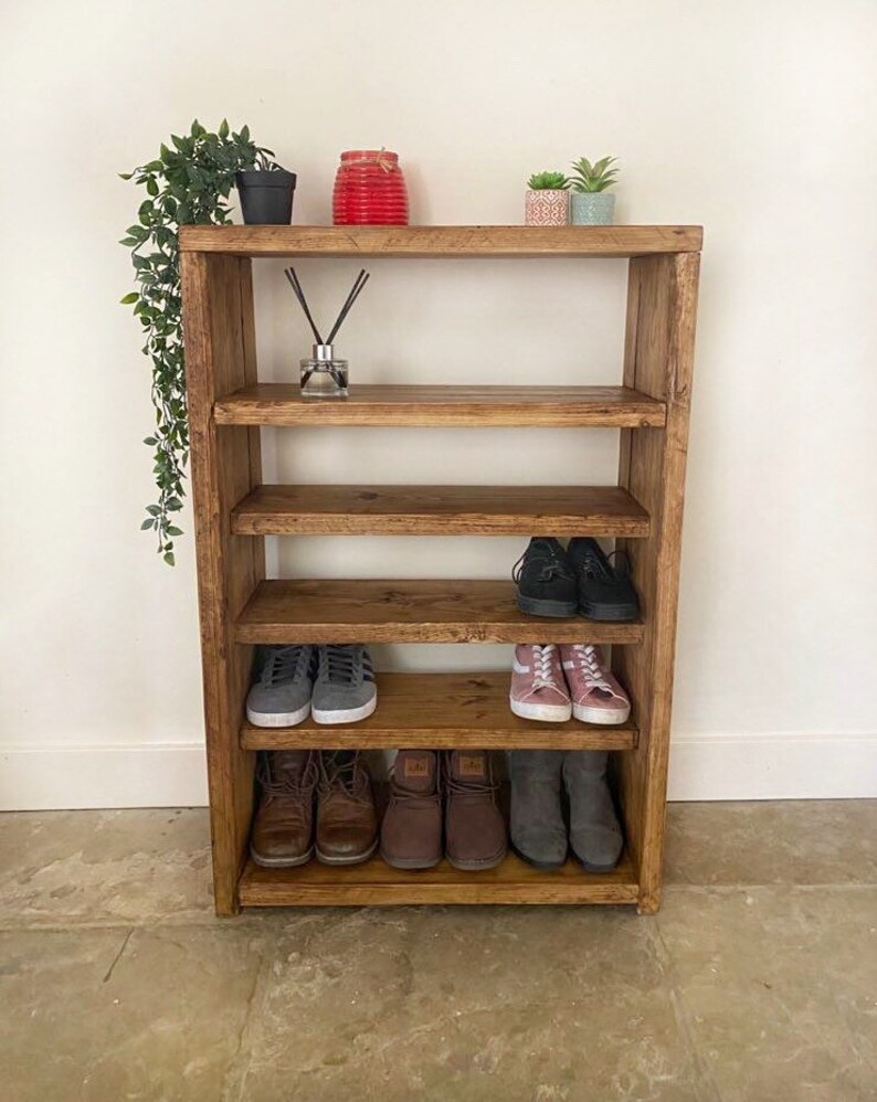 Tall rustic shoe storage wooden console table boot store Etsy
