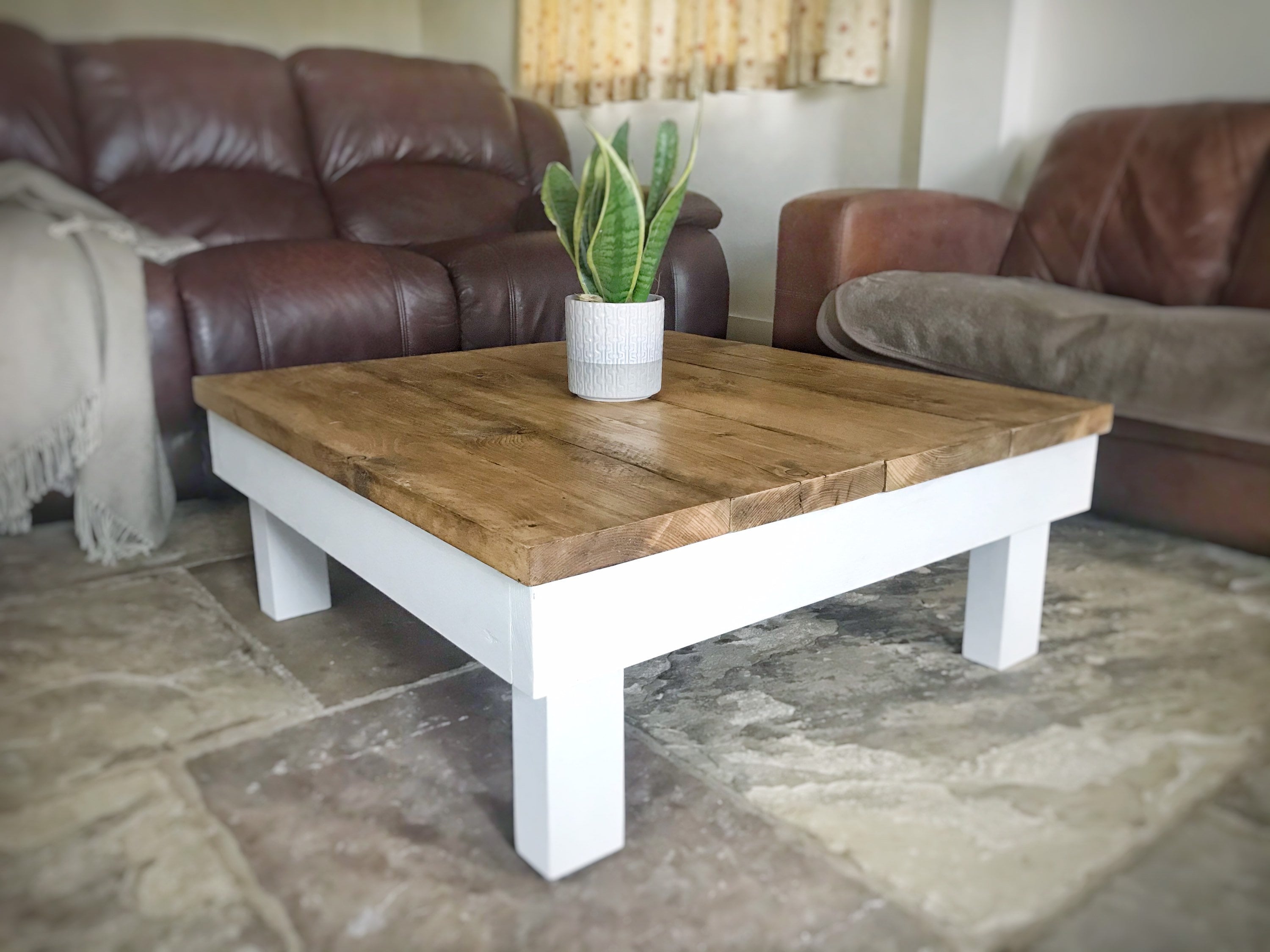 Square Coffee Table Chunky Wooden Table Rustic Reclaimed Etsy UK