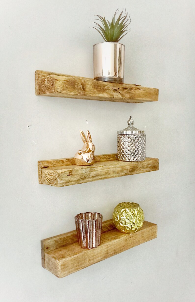 3 Chunky shelves Wooden Shelves rustic ornament shelf Etsy