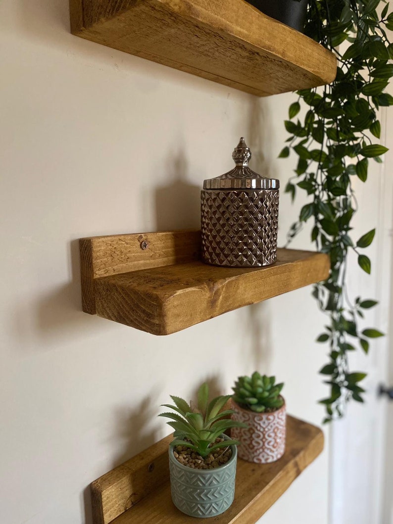 3 Chunky shelves Wooden Shelves rustic ornament shelf Etsy