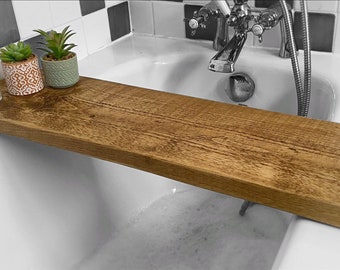 Bandeja rústica de madera de pino para baño: tablero de andamio grueso