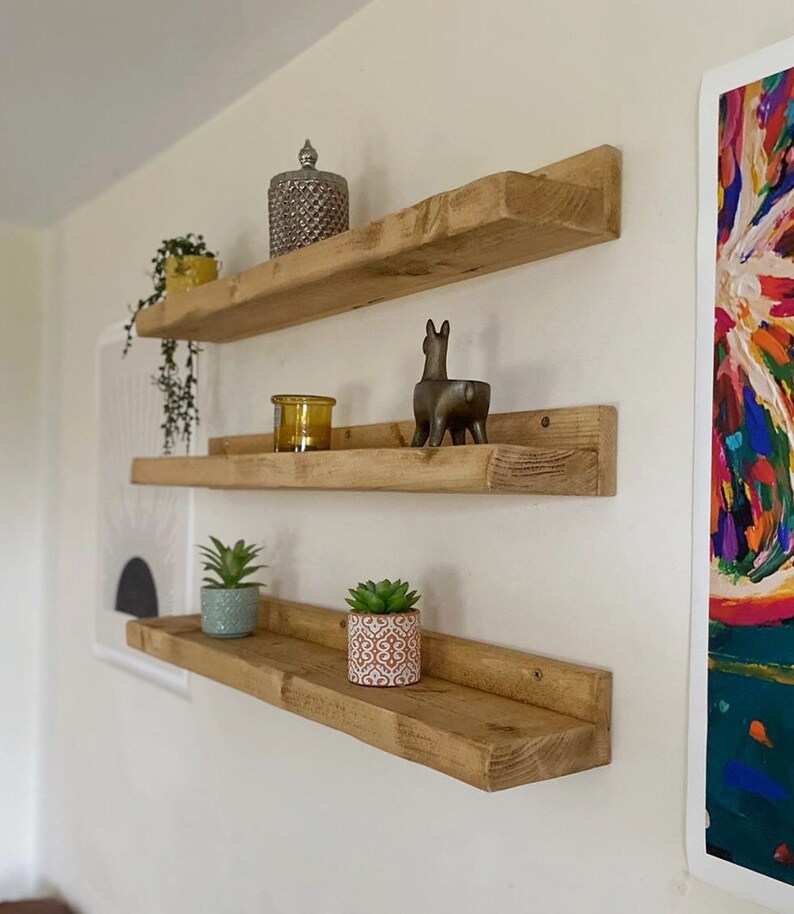 3 Chunky shelves Wooden Shelves rustic ornament shelf Etsy