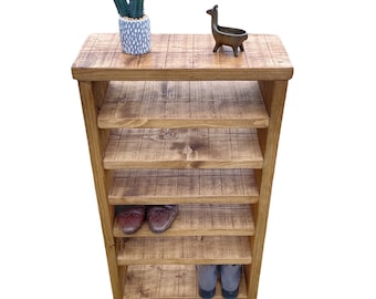 Zapatero alto rústico de madera: espacio de almacenamiento compacto para el pasillo