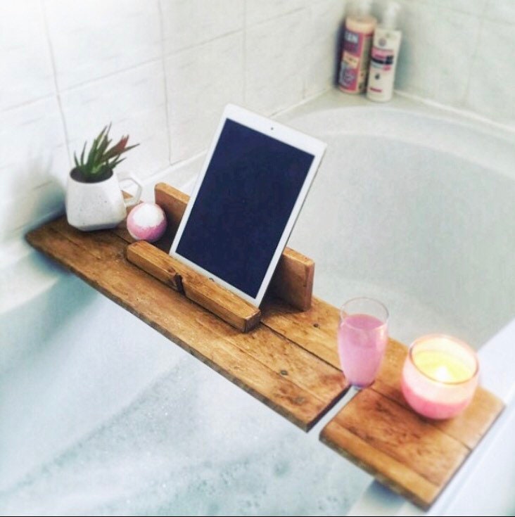 Wooden Bath Caddy Bath Tray Ipad Stand Book Shelf Wine Etsy UK