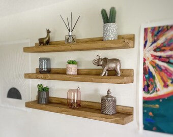 3 Chunky shelves, Wooden Shelves, rustic ornament shelf, nursery toy shelf, small ornament display