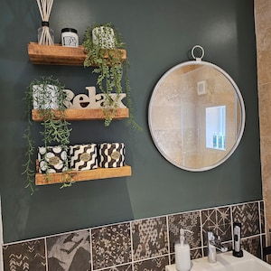 Rustic Wooden Shelves: Chunky Ornament Display, 15cm Depth