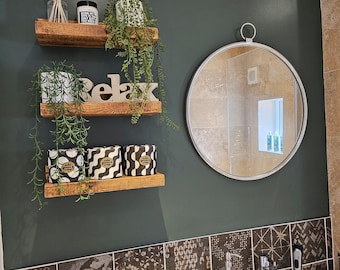 Estantes rústicos de madera: Exhibición de adornos gruesos, 15 cm de profundidad