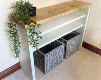 Tall shoe storage, rustic hallway console table