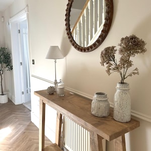 Rustic Wooden Console table with angled legs and lower shelf Bild 9
