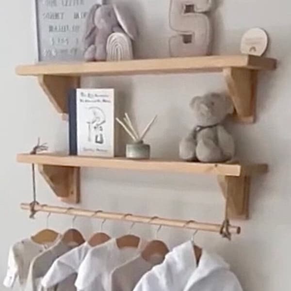 Set of Childrens shelving, nursery decor, wooden shelves, toy shelf
