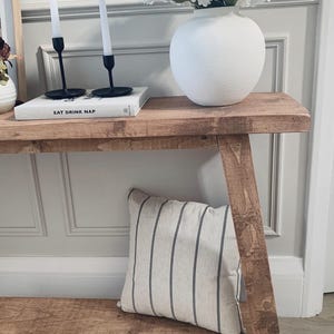 Rustic Wooden Console Table With Angled Legs and Lower Shelf - Etsy UK