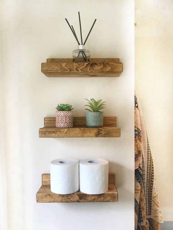 3 Chunky Shelves Wooden Shelves Rustic Ornament Shelf - Etsy UK