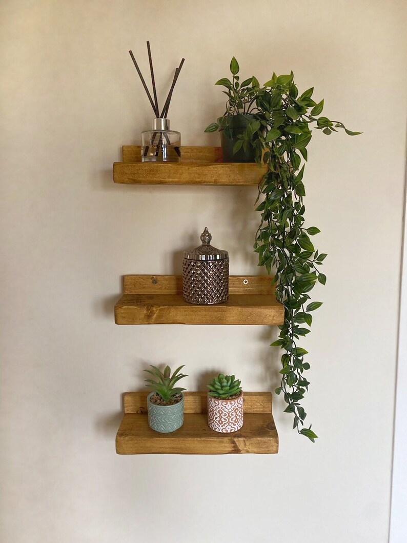 3 Chunky shelves Wooden Shelves rustic ornament shelf Etsy