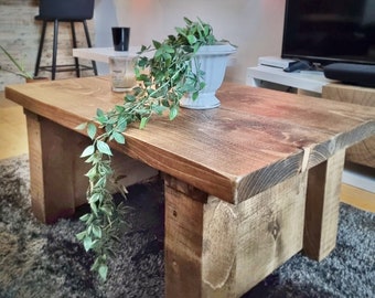 Mesa de centro baja, mesa rústica robusta