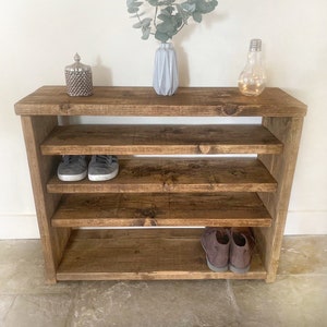 Shoe Bench Extra Deep 30cm Depth, Large Wooden Shoe Rack, Solid