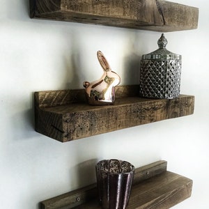3 Chunky shelves, Wooden Shelves, rustic ornament shelf, nursery toy shelf, small ornament display 12cm depth image 7