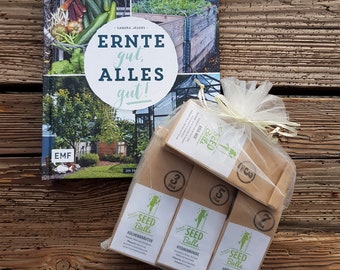 Angebot: Buch 'Ernte gut, alles gut!' + 4 Tüten Seedballs 'Das kleine Kräuterpaket'