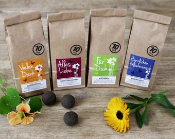 Special-Edition Seedbombs Blumen-Paket - 4 Sorten x 10 Seedballs | Sparpaket Samenbomben als Geschenkidee für verschiedene Anlässe