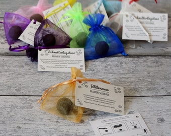 10x Seedball Gastgeschenk Organzabeutel | Seedbombs mit Blumensamen und Kräutersamen